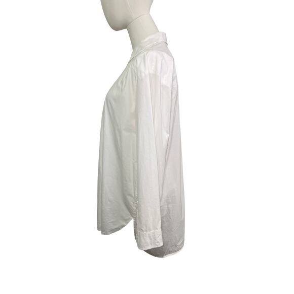 Anthropologie White Button Down Blouse Size L 100% Cotton Long Sleeve Tunic - Picture 8 of 8